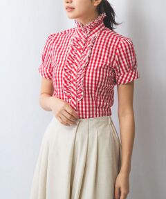 NARACAMICIE / ナラカミーチェ シャツ・ブラウス | 【NARACAMICIE】スモールギンガムフリル半袖シャツ
