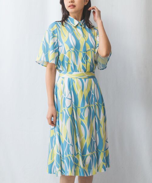 NARACAMICIE / ナラカミーチェ シャツ・ブラウス | 【NARACAMICIE】【セットアップ対応】ウェーブ幾何プリント半袖ブラウス | 詳細12