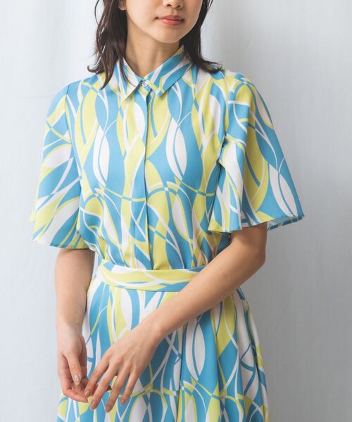 NARACAMICIE / ナラカミーチェ シャツ・ブラウス | 【NARACAMICIE】【セットアップ対応】ウェーブ幾何プリント半袖ブラウス | 詳細13