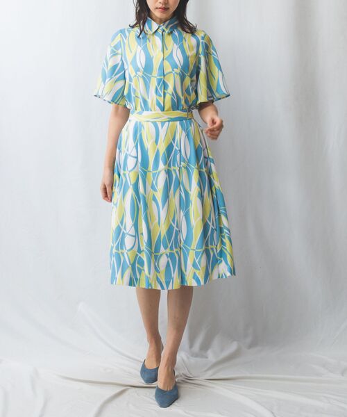 NARACAMICIE / ナラカミーチェ シャツ・ブラウス | 【NARACAMICIE】【セットアップ対応】ウェーブ幾何プリント半袖ブラウス | 詳細14