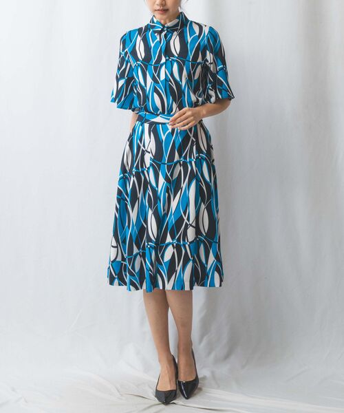 NARACAMICIE / ナラカミーチェ シャツ・ブラウス | 【NARACAMICIE】【セットアップ対応】ウェーブ幾何プリント半袖ブラウス | 詳細5