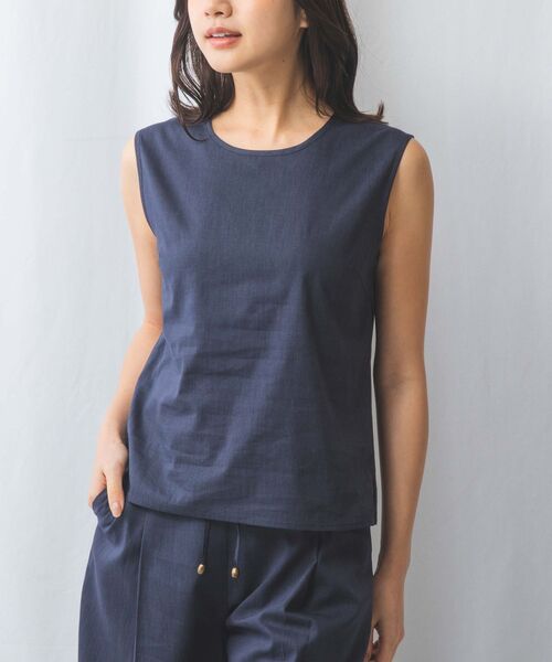 NARACAMICIE / ナラカミーチェ シャツ・ブラウス | 【NARACAMICIE】【セットアップ対応】ポリ麻ノースリブラウス | 詳細1