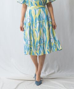 NARACAMICIE / ナラカミーチェ ミニ・ひざ丈スカート | 【NARACAMICIE】【セットアップ対応】ウェーブ幾何プリントフレアスカート