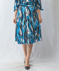 NARACAMICIE / ナラカミーチェ ミニ・ひざ丈スカート | 【NARACAMICIE】【セットアップ対応】ウェーブ幾何プリントフレアスカート