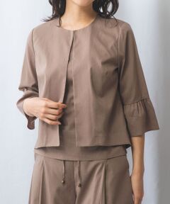 NARACAMICIE / ナラカミーチェ テーラードジャケット | 【NARACAMICIE】ポリ麻ノーカラージャケット