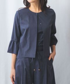 NARACAMICIE / ナラカミーチェ テーラードジャケット | 【NARACAMICIE】ポリ麻ノーカラージャケット