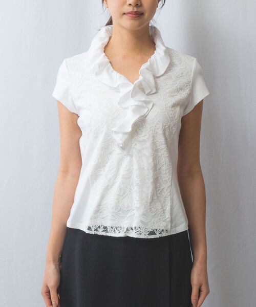 NARACAMICIE / ナラカミーチェ カットソー | 【NARACAMICIE】60スムースレースフリルカットソー | 詳細2