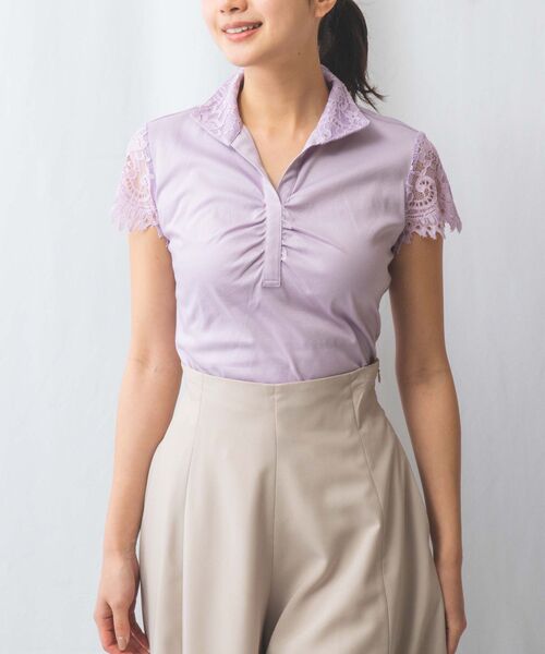 NARACAMICIE / ナラカミーチェ カットソー | 【NARACAMICIE】60スムースレーススタンドカットソー | 詳細10