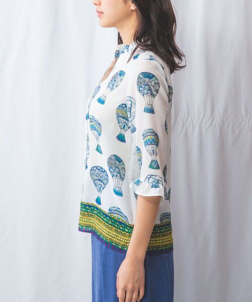 NARACAMICIE / ナラカミーチェ シャツ・ブラウス | 【NARACAMICIE】GENIUS 気球柄フリル七分袖ブラウス | 詳細11