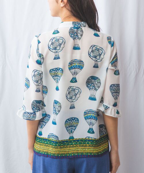 NARACAMICIE / ナラカミーチェ シャツ・ブラウス | 【NARACAMICIE】GENIUS 気球柄フリル七分袖ブラウス | 詳細12