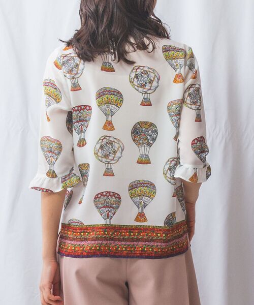 NARACAMICIE / ナラカミーチェ シャツ・ブラウス | 【NARACAMICIE】GENIUS 気球柄フリル七分袖ブラウス | 詳細3