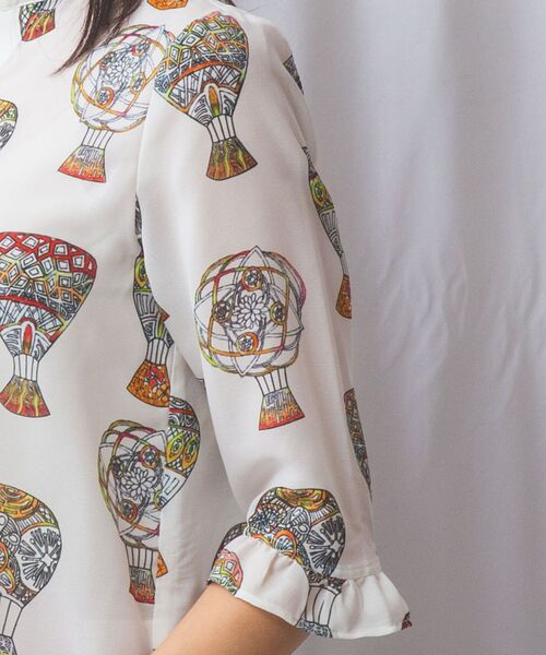 NARACAMICIE / ナラカミーチェ シャツ・ブラウス | 【NARACAMICIE】GENIUS 気球柄フリル七分袖ブラウス | 詳細5