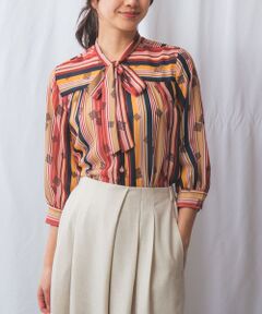 NARACAMICIE / ナラカミーチェ シャツ・ブラウス | 【NARACAMICIE】GENIUS マルチストライプボウタイ七分袖ブラウス