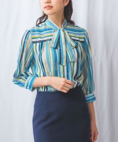 NARACAMICIE / ナラカミーチェ シャツ・ブラウス | 【NARACAMICIE】GENIUS マルチストライプボウタイ七分袖ブラウス