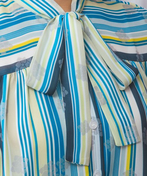 NARACAMICIE / ナラカミーチェ シャツ・ブラウス | 【NARACAMICIE】GENIUS マルチストライプボウタイ七分袖ブラウス | 詳細11