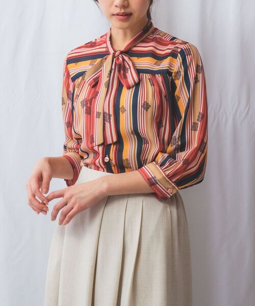 NARACAMICIE / ナラカミーチェ シャツ・ブラウス | 【NARACAMICIE】GENIUS マルチストライプボウタイ七分袖ブラウス | 詳細2