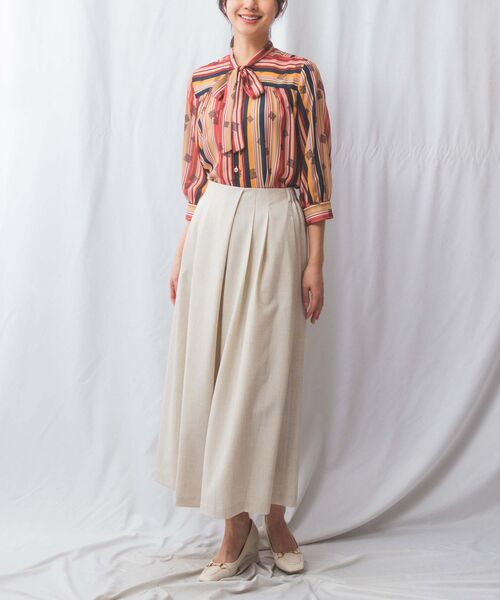 NARACAMICIE / ナラカミーチェ シャツ・ブラウス | 【NARACAMICIE】GENIUS マルチストライプボウタイ七分袖ブラウス | 詳細3