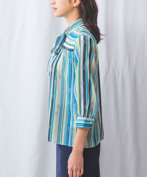 NARACAMICIE / ナラカミーチェ シャツ・ブラウス | 【NARACAMICIE】GENIUS マルチストライプボウタイ七分袖ブラウス | 詳細6