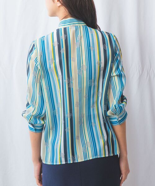 NARACAMICIE / ナラカミーチェ シャツ・ブラウス | 【NARACAMICIE】GENIUS マルチストライプボウタイ七分袖ブラウス | 詳細7