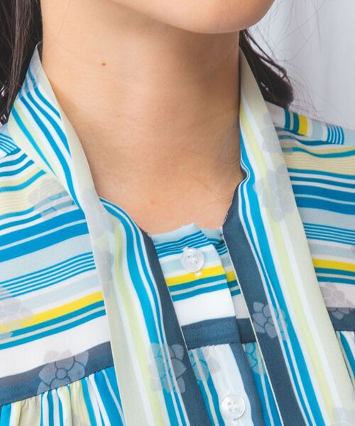 NARACAMICIE / ナラカミーチェ シャツ・ブラウス | 【NARACAMICIE】GENIUS マルチストライプボウタイ七分袖ブラウス | 詳細9
