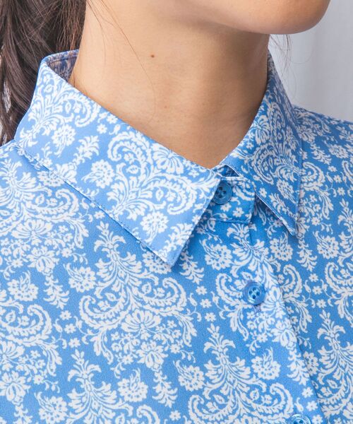 NARACAMICIE / ナラカミーチェ シャツ・ブラウス | 【NARACAMICIE】ハンドブロック風プリント七分袖シャツ | 詳細10