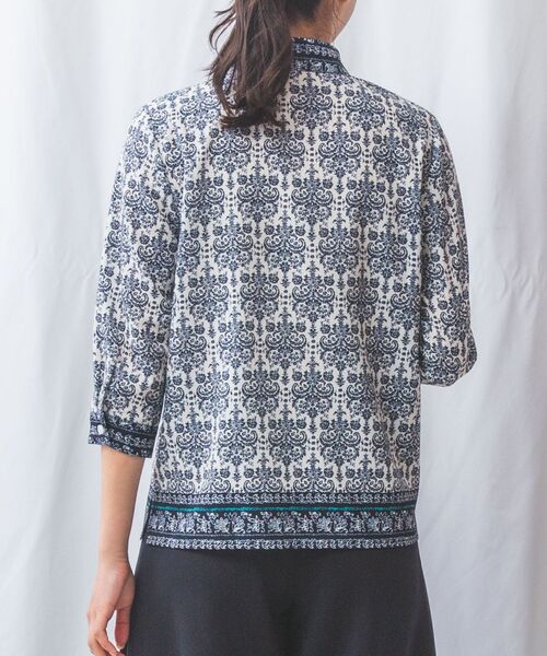 NARACAMICIE / ナラカミーチェ シャツ・ブラウス | 【NARACAMICIE】ハンドブロック風プリント七分袖シャツ | 詳細3