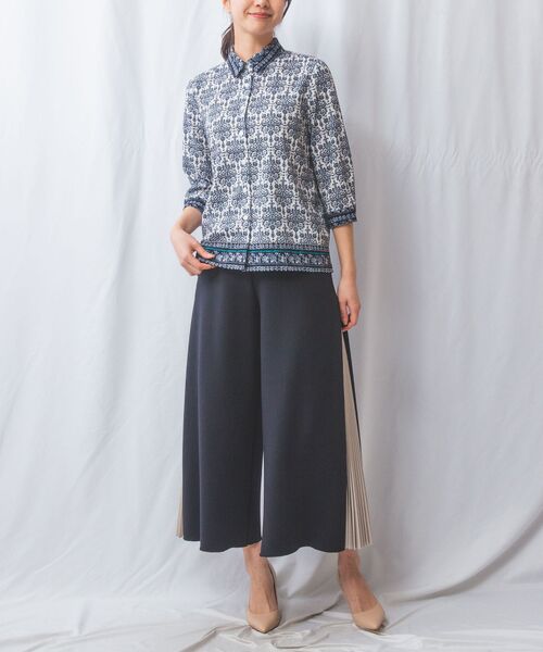 NARACAMICIE / ナラカミーチェ シャツ・ブラウス | 【NARACAMICIE】ハンドブロック風プリント七分袖シャツ | 詳細6