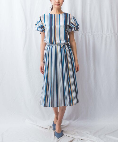 NARACAMICIE / ナラカミーチェ シャツ・ブラウス | 【NARACAMICIE】【セットアップ対応】マルチストライプ半袖フリルブラウス | 詳細10