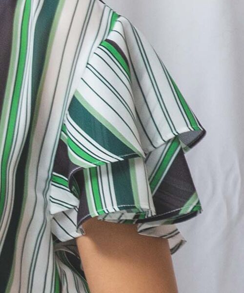 NARACAMICIE / ナラカミーチェ シャツ・ブラウス | 【NARACAMICIE】【セットアップ対応】マルチストライプ半袖フリルブラウス | 詳細13