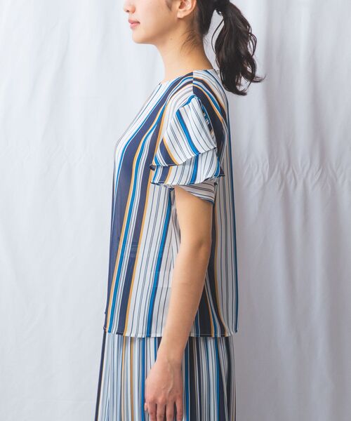 NARACAMICIE / ナラカミーチェ シャツ・ブラウス | 【NARACAMICIE】【セットアップ対応】マルチストライプ半袖フリルブラウス | 詳細2