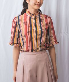 NARACAMICIE / ナラカミーチェ シャツ・ブラウス | 【NARACAMICIE】GENIUS マルチストライプフリル半袖ブラウス