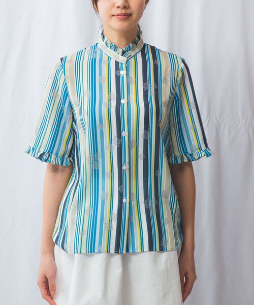 NARACAMICIE / ナラカミーチェ シャツ・ブラウス | 【NARACAMICIE】GENIUS マルチストライプフリル半袖ブラウス | 詳細10