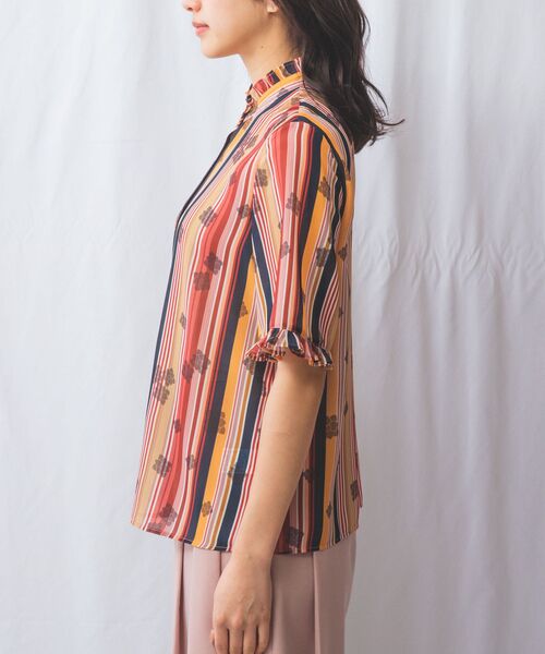 NARACAMICIE / ナラカミーチェ シャツ・ブラウス | 【NARACAMICIE】GENIUS マルチストライプフリル半袖ブラウス | 詳細2
