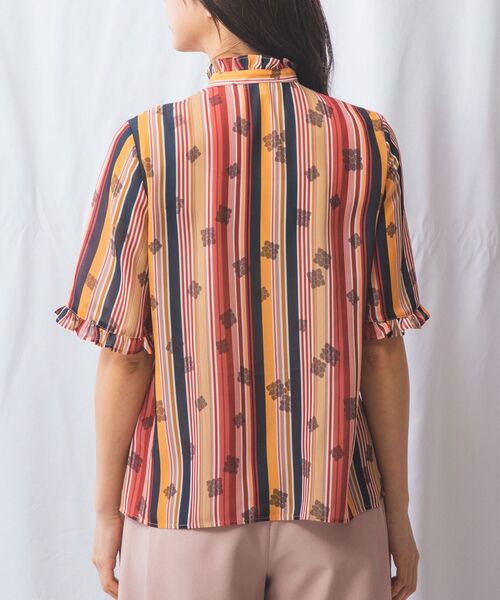 NARACAMICIE / ナラカミーチェ シャツ・ブラウス | 【NARACAMICIE】GENIUS マルチストライプフリル半袖ブラウス | 詳細3