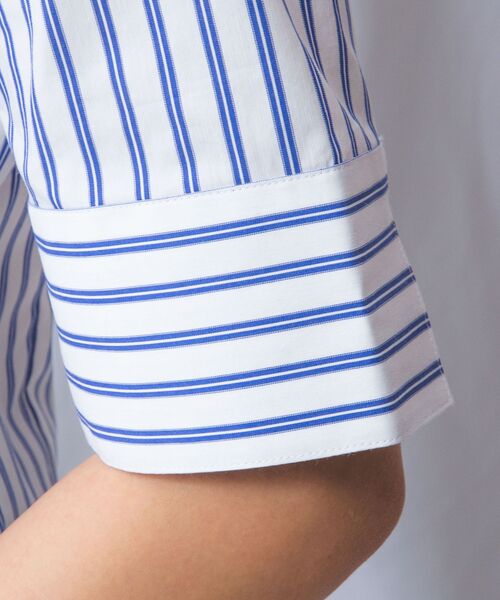 NARACAMICIE / ナラカミーチェ シャツ・ブラウス | 【NARACAMICIE】ストライプスタンドカラー半袖シャツ | 詳細10