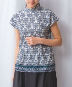 NARACAMICIE / ナラカミーチェ シャツ・ブラウス | 【NARACAMICIE】ハンドブロック風プリント半袖ブラウス