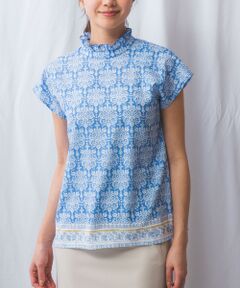 NARACAMICIE / ナラカミーチェ シャツ・ブラウス | 【NARACAMICIE】ハンドブロック風プリント半袖ブラウス