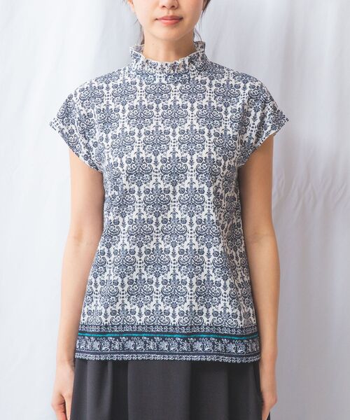 NARACAMICIE / ナラカミーチェ シャツ・ブラウス | 【NARACAMICIE】ハンドブロック風プリント半袖ブラウス | 詳細1