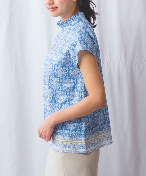 NARACAMICIE / ナラカミーチェ シャツ・ブラウス | 【NARACAMICIE】ハンドブロック風プリント半袖ブラウス | 詳細12