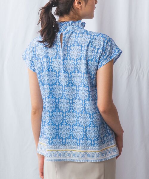 NARACAMICIE / ナラカミーチェ シャツ・ブラウス | 【NARACAMICIE】ハンドブロック風プリント半袖ブラウス | 詳細13