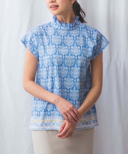 NARACAMICIE / ナラカミーチェ シャツ・ブラウス | 【NARACAMICIE】ハンドブロック風プリント半袖ブラウス | 詳細14