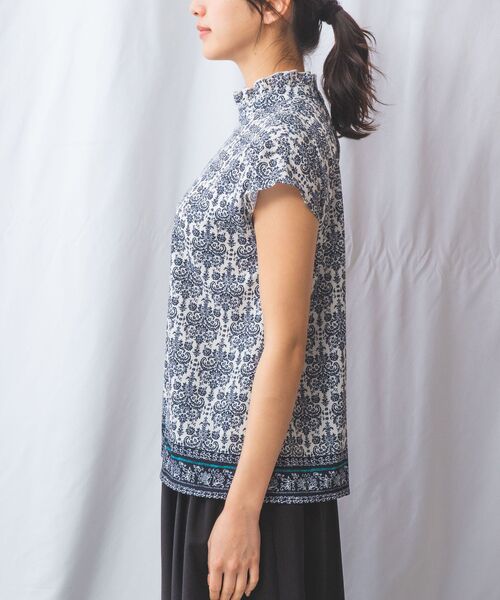 NARACAMICIE / ナラカミーチェ シャツ・ブラウス | 【NARACAMICIE】ハンドブロック風プリント半袖ブラウス | 詳細2