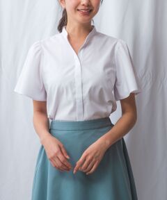 NARACAMICIE / ナラカミーチェ シャツ・ブラウス | 【NARACAMICIE】オックスフォードスタンドバンドカラー半袖ブラウス