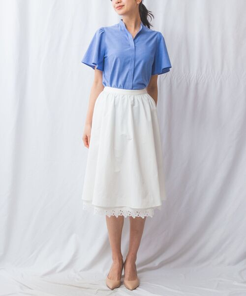 NARACAMICIE / ナラカミーチェ シャツ・ブラウス | 【NARACAMICIE】オックスフォードスタンドバンドカラー半袖ブラウス | 詳細13