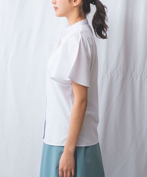 NARACAMICIE / ナラカミーチェ シャツ・ブラウス | 【NARACAMICIE】オックスフォードスタンドバンドカラー半袖ブラウス | 詳細2