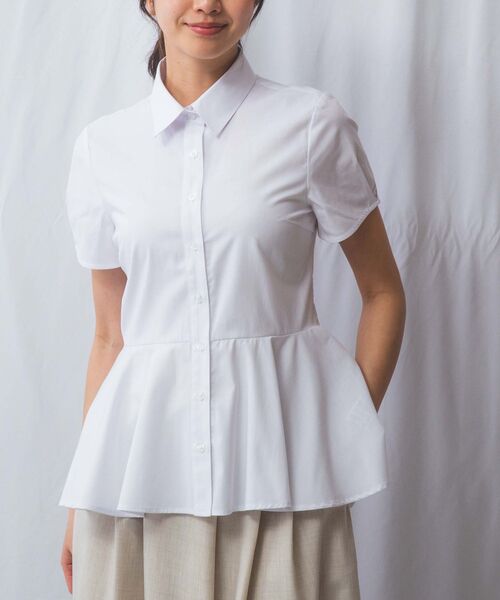 NARACAMICIE / ナラカミーチェ シャツ・ブラウス | 【NARACAMICIE】オックスフォードペプラム半袖ブラウス | 詳細1