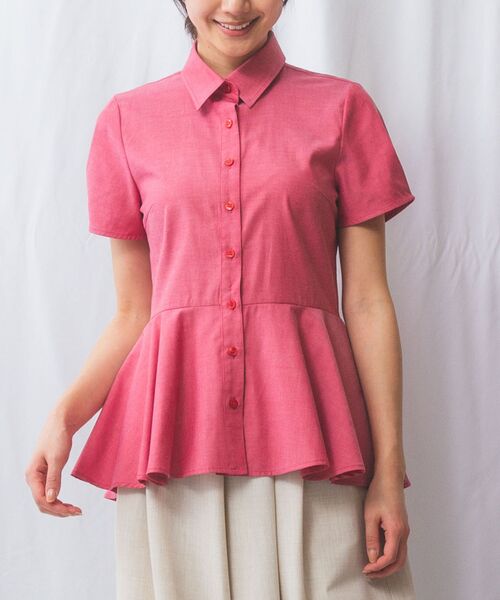 NARACAMICIE / ナラカミーチェ シャツ・ブラウス | 【NARACAMICIE】オックスフォードペプラム半袖ブラウス | 詳細5