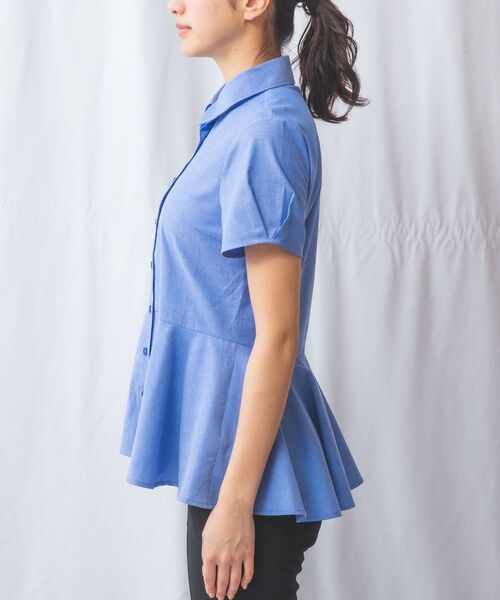 NARACAMICIE / ナラカミーチェ シャツ・ブラウス | 【NARACAMICIE】オックスフォードペプラム半袖ブラウス | 詳細8