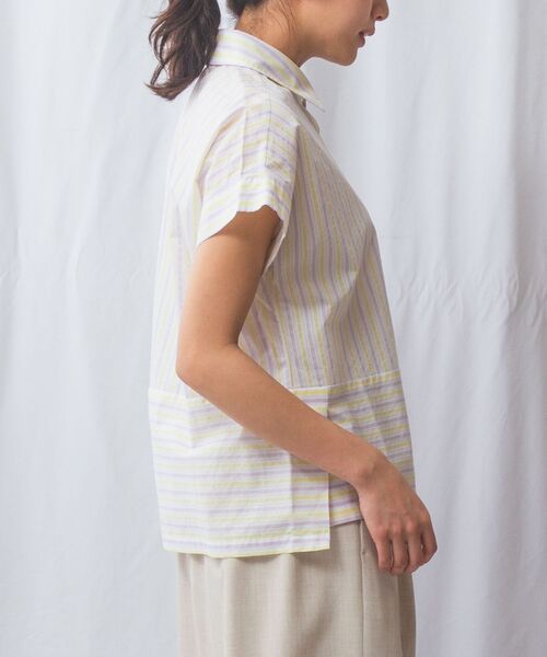 NARACAMICIE / ナラカミーチェ シャツ・ブラウス | 【NARACAMICIE】ストライプボーダー切り替え半袖シャツ | 詳細11