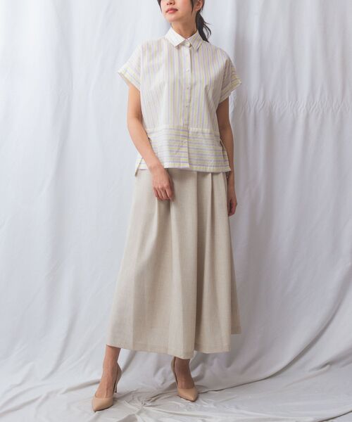 NARACAMICIE / ナラカミーチェ シャツ・ブラウス | 【NARACAMICIE】ストライプボーダー切り替え半袖シャツ | 詳細15
